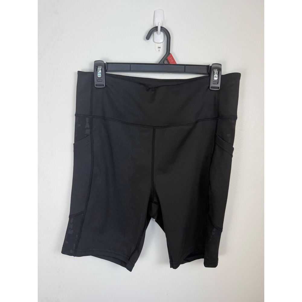 BSP Better Sports Performance Black Leopard Mesh Pocket Active Shorts Womens XL